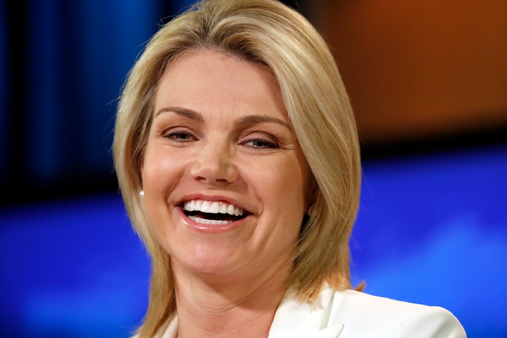 (Alex Brandon | The Associated Press) In this Aug. 9, 2017, file photo, State Department spokeswoman Heather Nauert speaks during a briefing at the State Department in Washington. President Donald Trump’s favorite TV network is increasingly serving as a West Wing casting couch, as he remakes his administration with camera-ready personalities. Another faces on Trump’s team: Nauert, a former Fox News anchor.