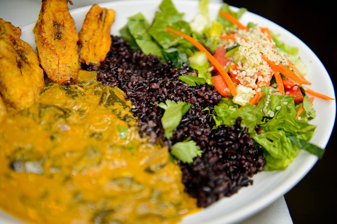 (Trent Nelson | The Salt Lake Tribune)
The Egousi stew at Rawtopia Living Cuisine, which recently moved to Millcreek. While most dishes are packed with raw vegetables, there are some cooked dishes and healthy meats on the menu.