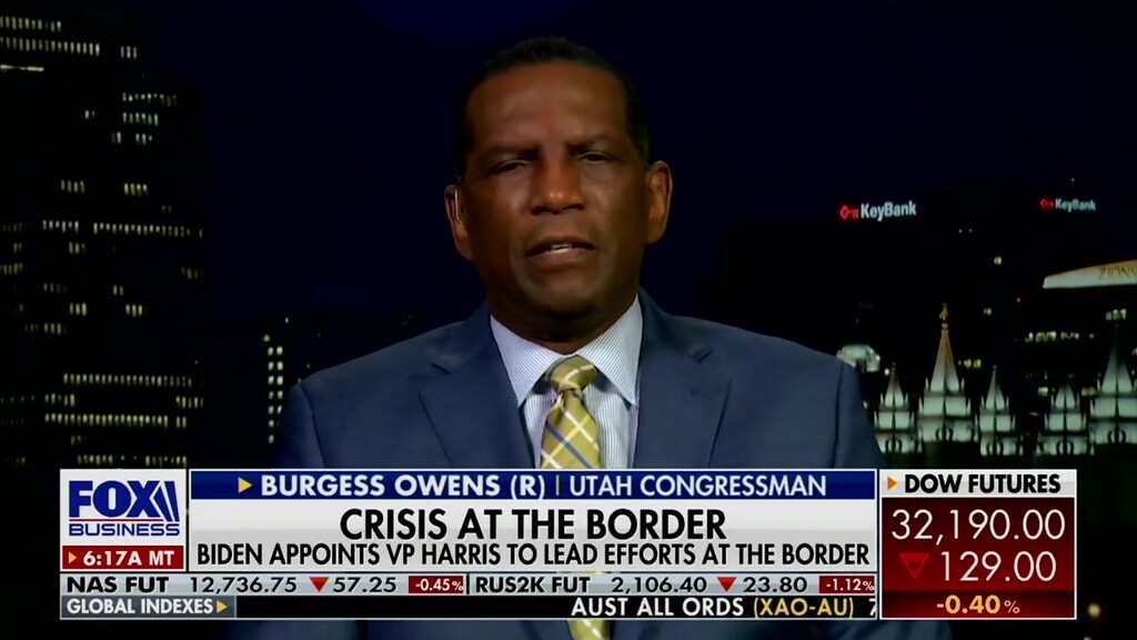 (Screengrab via Grabien) Utah Republican Burgess Owens called President Joe Biden's administration a "dictatorship" during an interview with Fox Business Channel's Maria Bartoromo on March 25, 2021.
