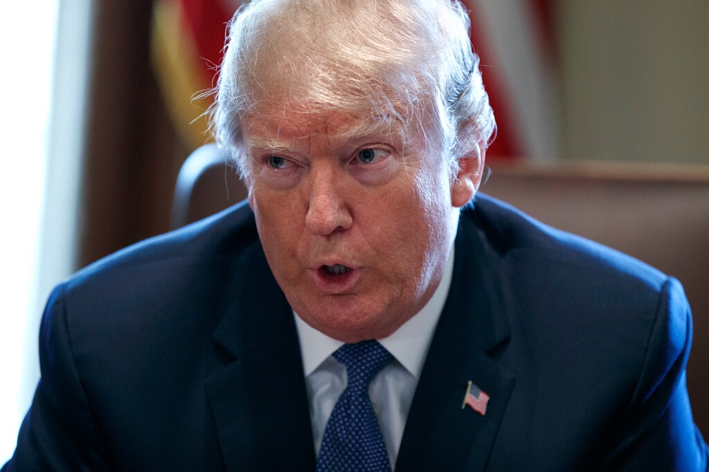 President Donald Trump speaks during a Cabinet meeting at the White House, Monday, April 9, 2018, in Washington. (AP Photo/Evan Vucci)