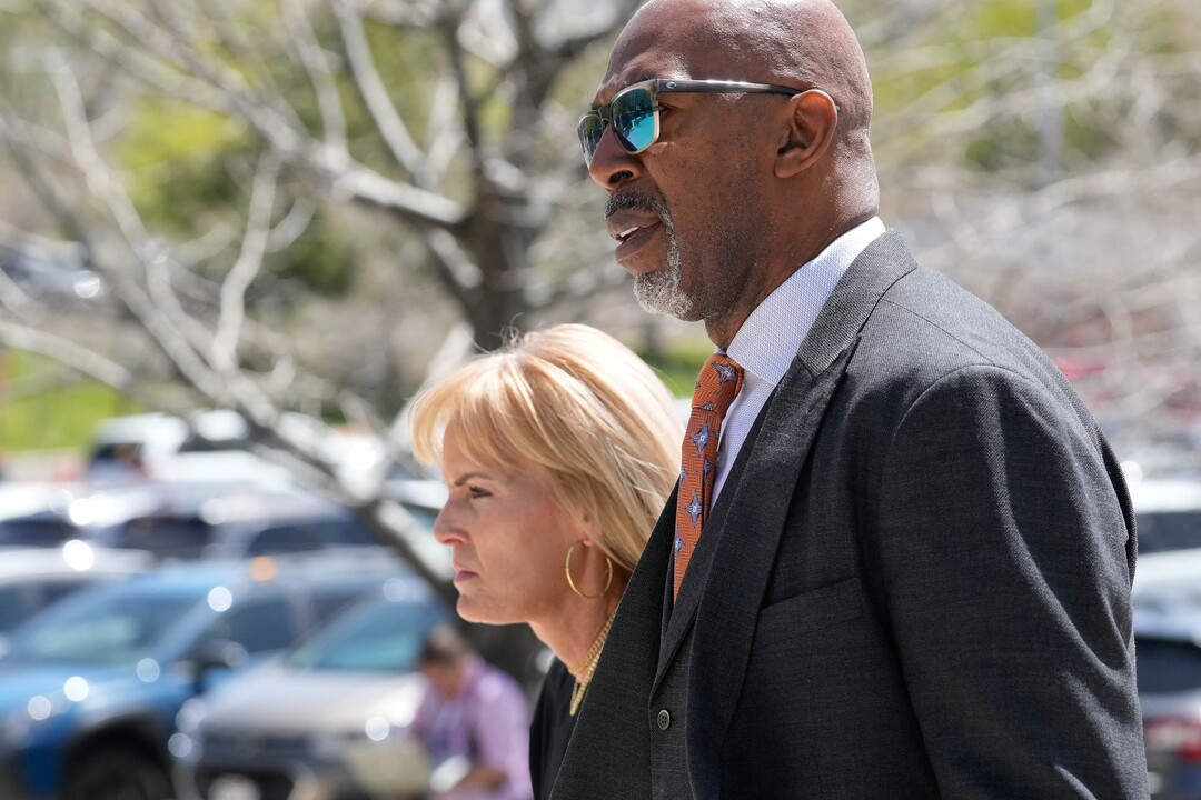 (Francisco Kjolseth | The Salt Lake Tribune) Sindi Bailey and her husband Thurl Bailey, arrive for the funeral of former U.S. Sen. Orrin Hatch at The Church of Jesus Christ of Latter-day Saints Institute of Religion in Salt Lake City on Friday, May 6, 2022. Hatch, the longest-serving Republican senator in U.S. history and the longest-serving from Utah, died April 23 at age 88.
