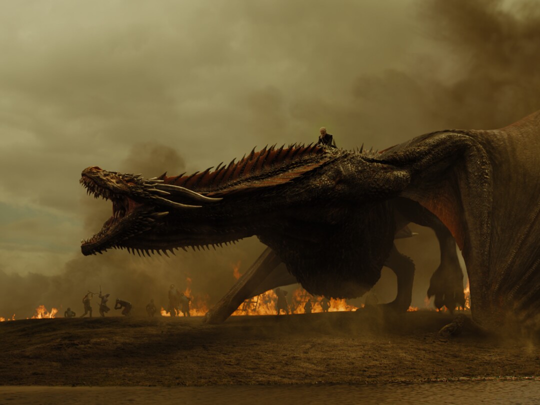 (Photo courtesy HBO) Despite being wounded, Drogon continues to terrify the Lannister army in the Season 7 episode of “Game of Thrones” titled “The Spoils of War.”