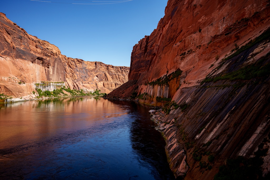 (Trent Nelson  |  The Salt Lake Tribune) The Colorado River south of Glen Canyon Dam in Page, Ariz., on Tuesday, May 20, 2025.