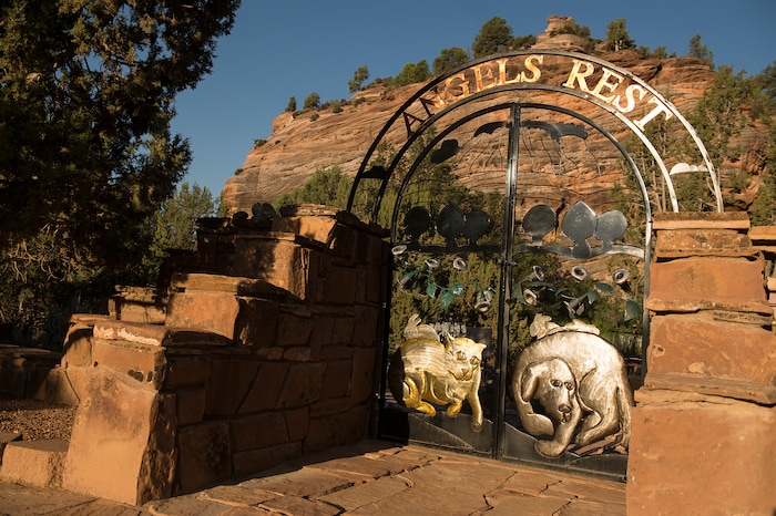 Leah Hogsten  |  The Salt Lake Tribune
Angels Rest is a three-acre cemetery for some 5,000 ÒplacementsÓ of dogs, cats, pigs, guinea pigs, birds and more features memorials of all kinds including wind chimes, painted rocks and personal effects. 
 Best Friends saves thousands of animals every year as the nation's largest no-kill sanctuary, encompassing some 3,700 acres about 5 miles outside Kanab.
