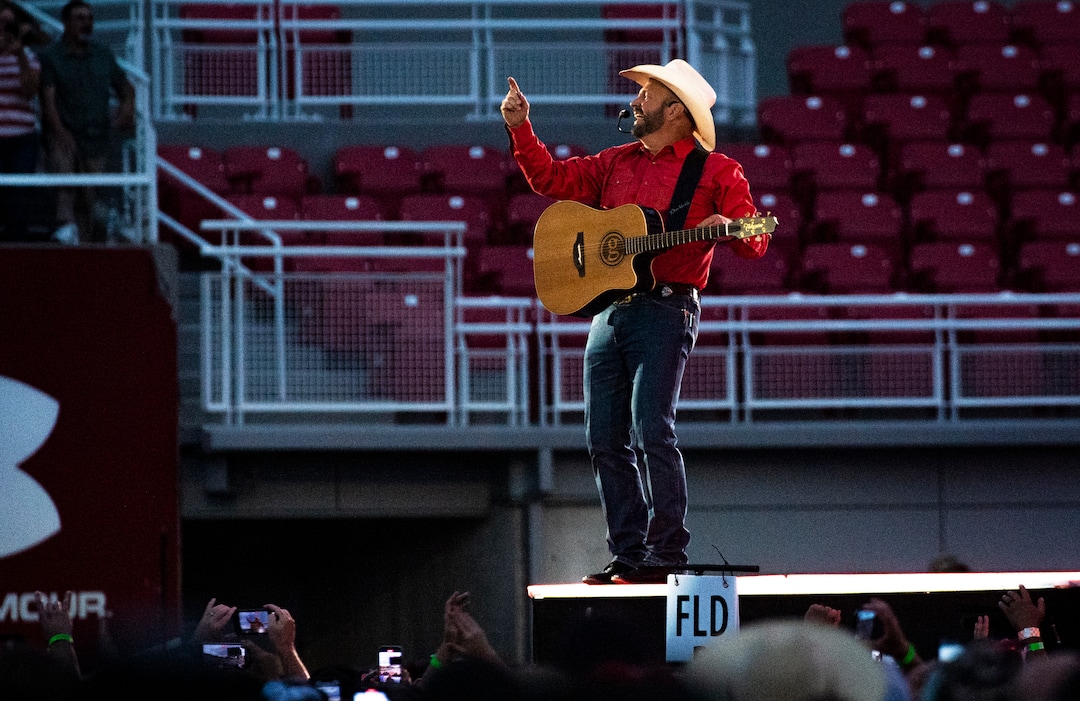 (Isaac Hale | Special to The Tribune) Garth Brooks performs with his band during a stop on their stadium tour held at Rice-Eccles Stadium in Salt Lake City on Saturday, July 17, 2021.