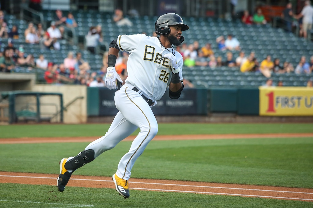 (Photo courtesy of Asay Photography/Salt Lake Bees) Salt Lake Bees outfielder Jo Adell has made a good impression in his first month of Triple-A baseball.
