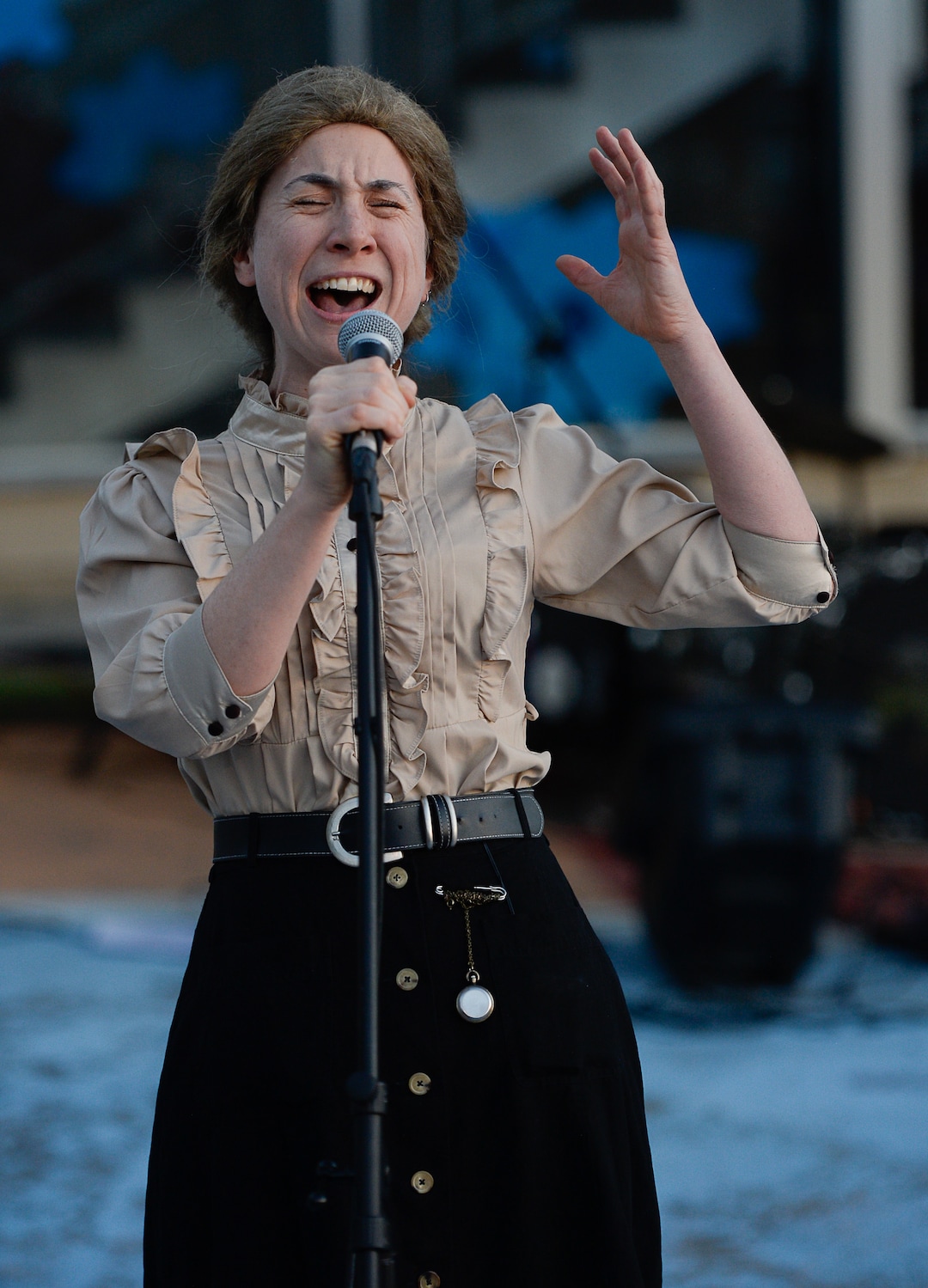 Francisco Kjolseth | The Salt Lake TribuneSadie Bowman as the scientist Marie Curie performs a short preview of "Curie Me Away!" during the opening party for the third annual Great Salt Lake Fringe Festival in Sugarhouse on Thursday, July 27, 2017.