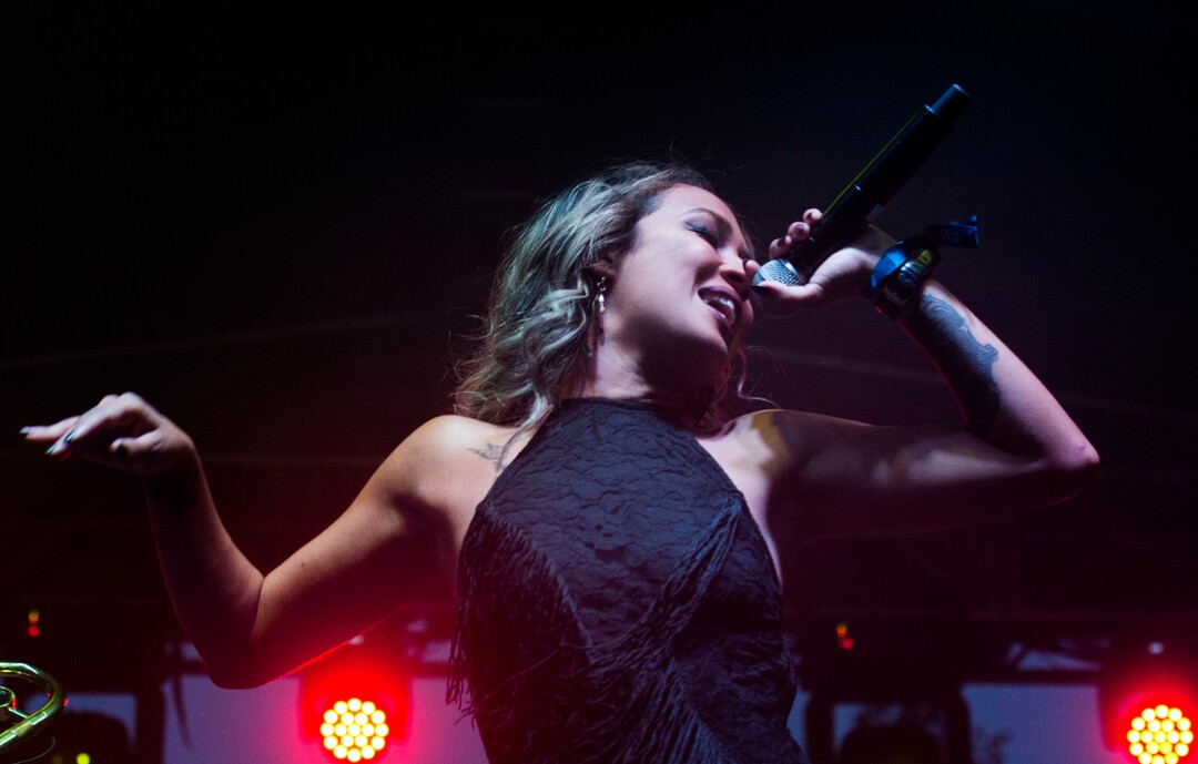 (Rick Egan  |  The Salt Lake Tribune)     Hirie sings for the band Hirie as they perform at the Reggae Rise Up Festival at the Rivers Edge in Heber City, Friday, Aug. 24, 2018.