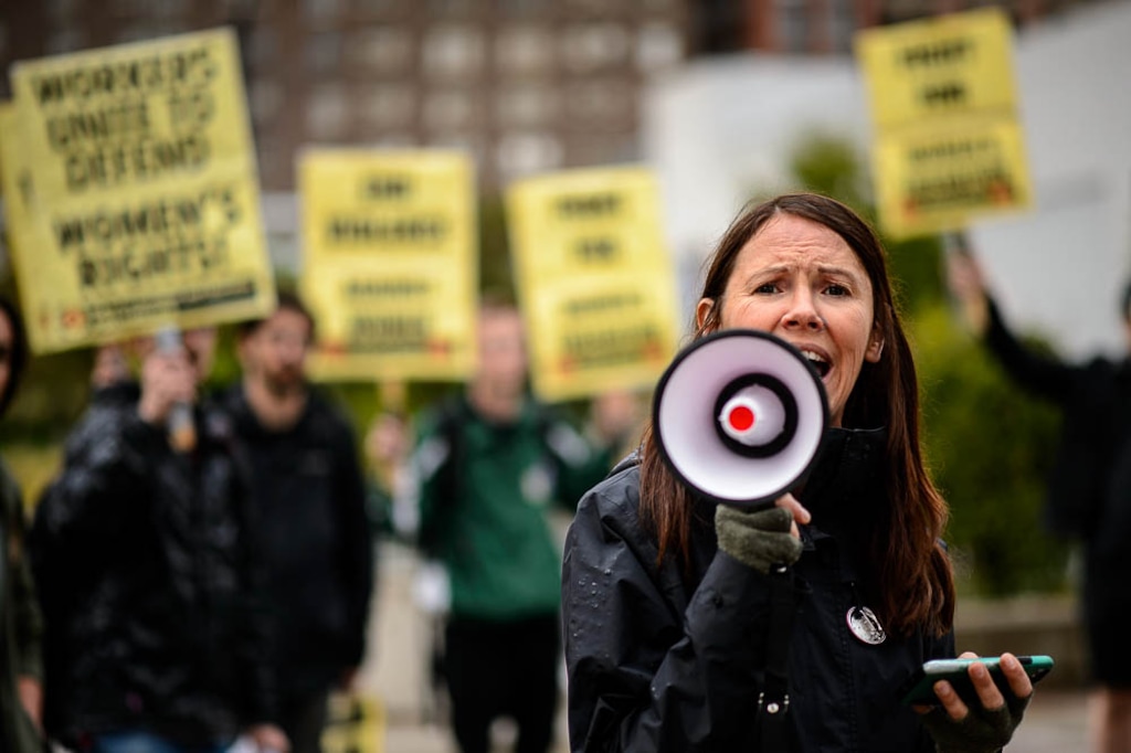 (Trent Nelson | The Salt Lake Tribune) Nancy Barrickman speaks at a protest against the nomination of Brett Kavanaugh in front of the Wallace F. Bennett Federal Building in Salt Lake City, Thursday Oct. 4, 2018.