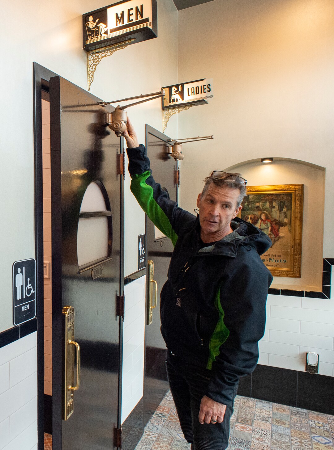 (Rick Egan  |  The Salt Lake Tribune)  Owner Jim Leahy reused the original kitchen doors from Salt Lake City's iconic Lamb's Grill in his Tru Religion Pancake & Steakhouse, which opened recently in Orem, Friday, Dec. 28, 2018.