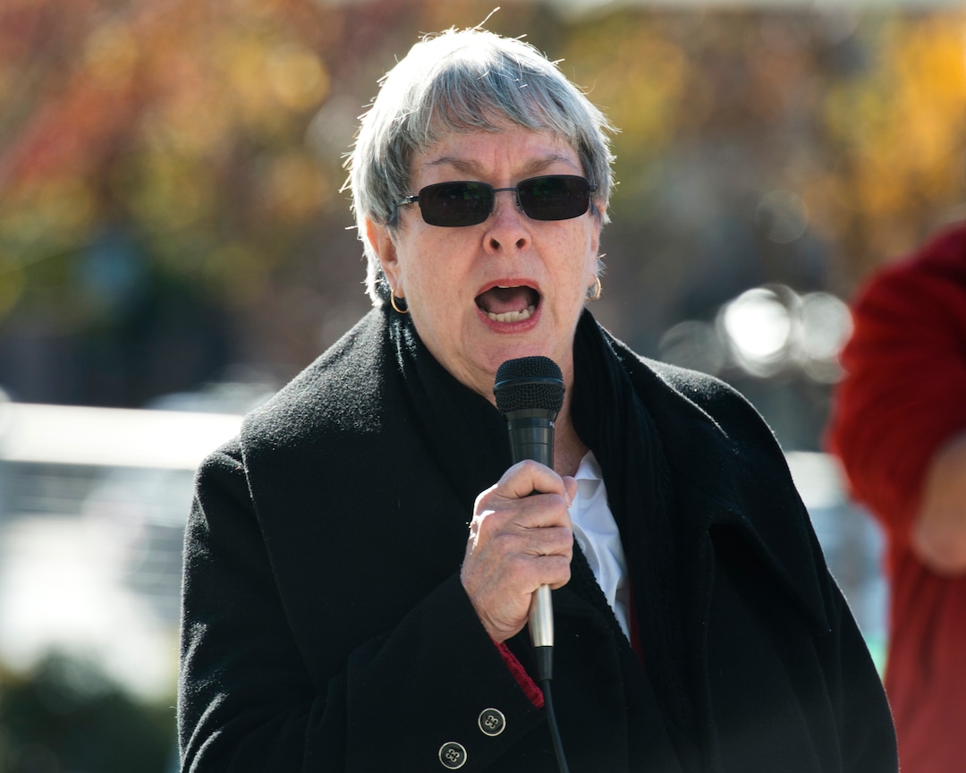 (Rick Egan  |  The Salt Lake Tribune)    Martha Paige talks about her participation in the Selma to Montgomery march in 1965, as she speaks at the "Rally for the Rule of Law" to urge Utah’s Members of Congress to prevent President Donald Trump from compromising the independence of Special Counsel Robert Mueller, at the Federal Building, Saturday, Nov. 10, 2018.