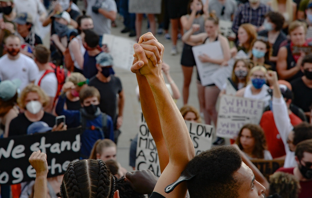 (Francisco Kjolseth  |  The Salt Lake Tribune) Demonstrators protesting against police brutality gather at the Park building at the University of Utah on Wednesday, June 3, 2020, in Salt Lake City, as the initially set 8 p.m. weeklong curfew was removed.