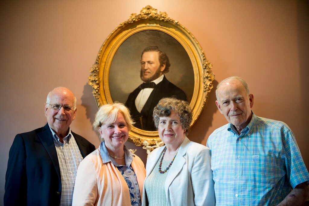 (Jeremy Harmon  |  The Salt Lake Tribune) l-r Richard Lambert, Marcy May Brown, Mary Ellen Elggren and Truman Clawson are all descendants of Brigham Young. 
