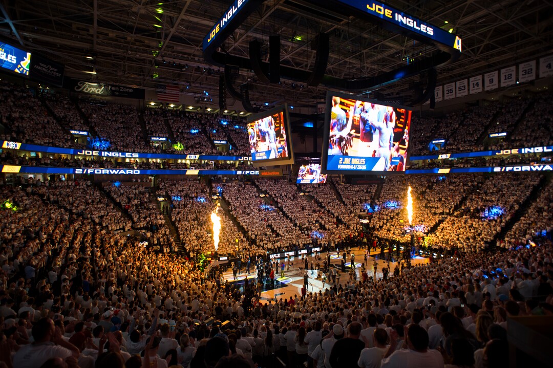(Rick Egan  |  The Salt Lake Tribune)    Utah Jazz are introduced in game 4, NBA playoff action between Utah Jazz and Oklahoma City Thunder, in Salt Lake City, Monday April 23, 2018.