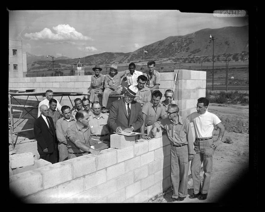 (Salt Lake Tribune photo from the collection of the University of Utah collection)

Utah Gov. George Clyde, at the construction of the Utah State Prison's Chapel by the Wayside, June 18, 1958.