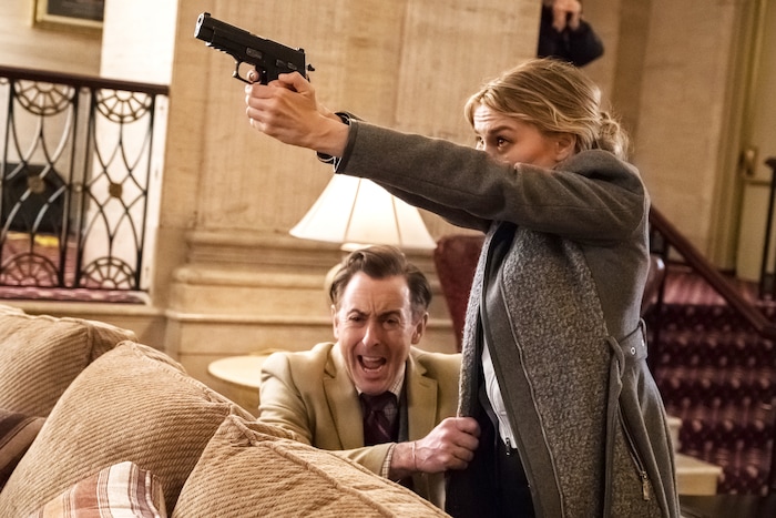 (Photo courtesy of Jeff Neumann/CBS) Bojana Novakovic stars as Det. Lizzie Needham and Alan Cumming as Dr. Dylan Reinhart in the new CBS series “Instinct.”