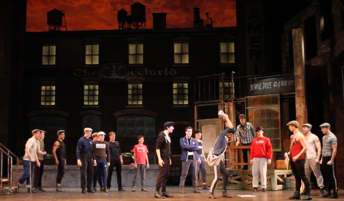 (Rick Egan  |  The Salt Lake Tribune)  Pioneer Theatre Company rehearses the acrobatic anthem "Seize the Day" on Wednesday, Nov. 29, for the upcoming production of "Newsies," which opens Dec. 1.