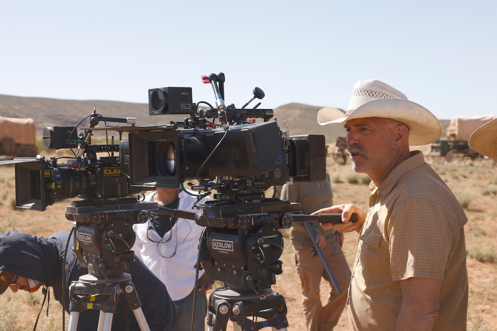 (Greater Zion Convention and Tourism Office) Director Kevin Costner on the set of "Horizon: An American Saga – Chapter 2" in Washington County in 2023.