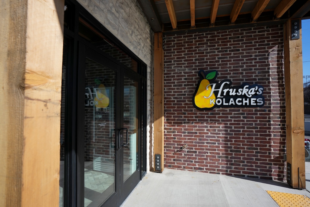 (Bethany Baker  |  The Salt Lake Tribune) A sign is seen near the main entrance of Hruska's Kolaches in Salt Lake City on Monday, Feb. 2, 2026. The bakery is scheduled to open on Feb. 3.