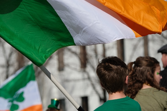 (Francisco Kjolseth | The Salt Lake Tribune) Shamrocks and sunshine were aplenty as Salt Lake City’s Irish community celebrates their 41st annual St. Patrick’s Day Parade with crowds lining up to take in the festivities. Marching bands, Irish dancers, bagpipes and a sea of green moved along 200 South, starting at 500 East Saturday morning en route to State street where the Siamsa festivities kept the fun going at the Gallivan Center.