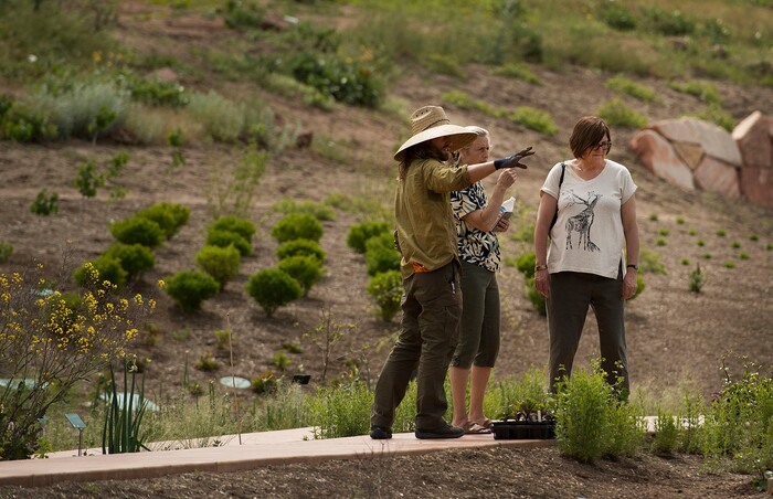 Leah Hogsten  |  The Salt Lake TribuneRed Butte Horticulturist, Guy Banner educates visitors about the varieties of water-thrift plants, Wednesday, May 24, 2017.Red Butte Garden featured Water Conservation Garden is designed to demonstrate that beautiful gardens do not require heavy applications of water. The newly constructed 2017 three-acre garden will offer educational programs to teach people how to create their own water-wise landscapes.