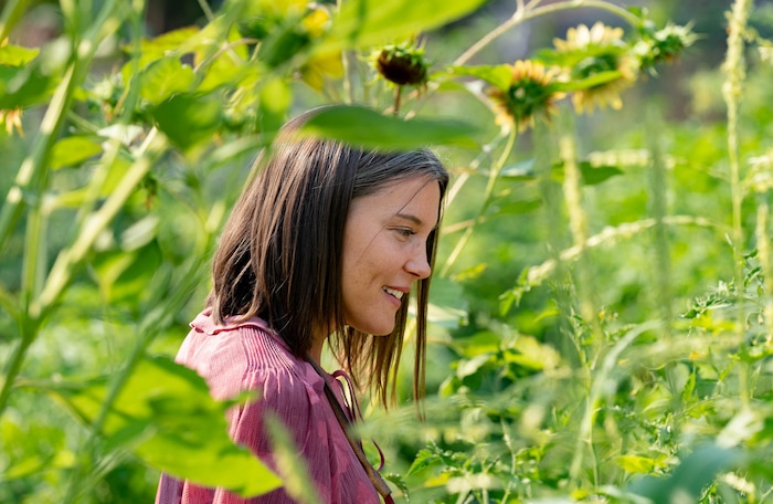 (Francisco Kjolseth | The Salt Lake Tribune) Salt Lake City Mayor Erin Mendenhall tours the newest community garden at Richmond Park, unveiled on Wednesday, Aug. 4, 2021.