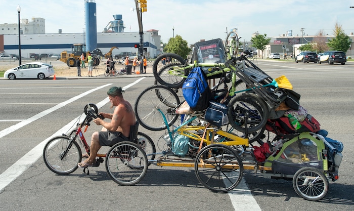 Rick Egan  |  The Salt Lake Tribune

Homeless campers are forced to remove their belonging from the Rio Grande Area, as the Salt Lake County Health Department brings in heavy machinery to clean up the area, Thursday, July 6, 2017.


