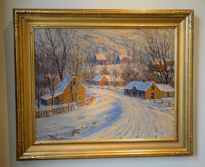 (Steve Griffin  |  The Salt Lake Tribune) This painting by LeConte Stewart is one of 11 historic Utah paintings offered for sale in a sealed-bid auction for the Logan City School District. The paintings are on display at Dave Ericson Fine Art in Salt Lake City.