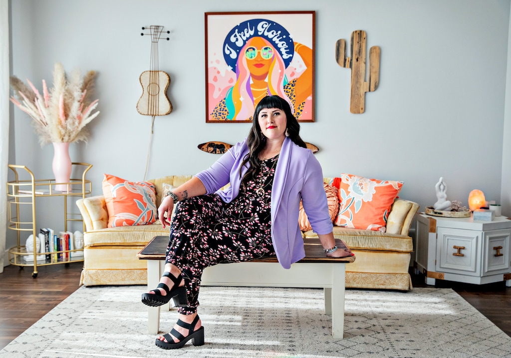 (Kim Raff | The New York Times) Sasha Piton, 33, at her home in Idaho Falls, Idaho, on July 3, 2021. Piton has called on The Church of Jesus Christ of Latter-day Saints to manufacture more breathable and comfortable temple garments for its members.