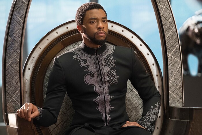 This image released by Disney shows Chadwick Boseman in a scene from Marvel Studios' "Black Panther." (Matt Kennedy/Marvel Studios-Disney via AP)