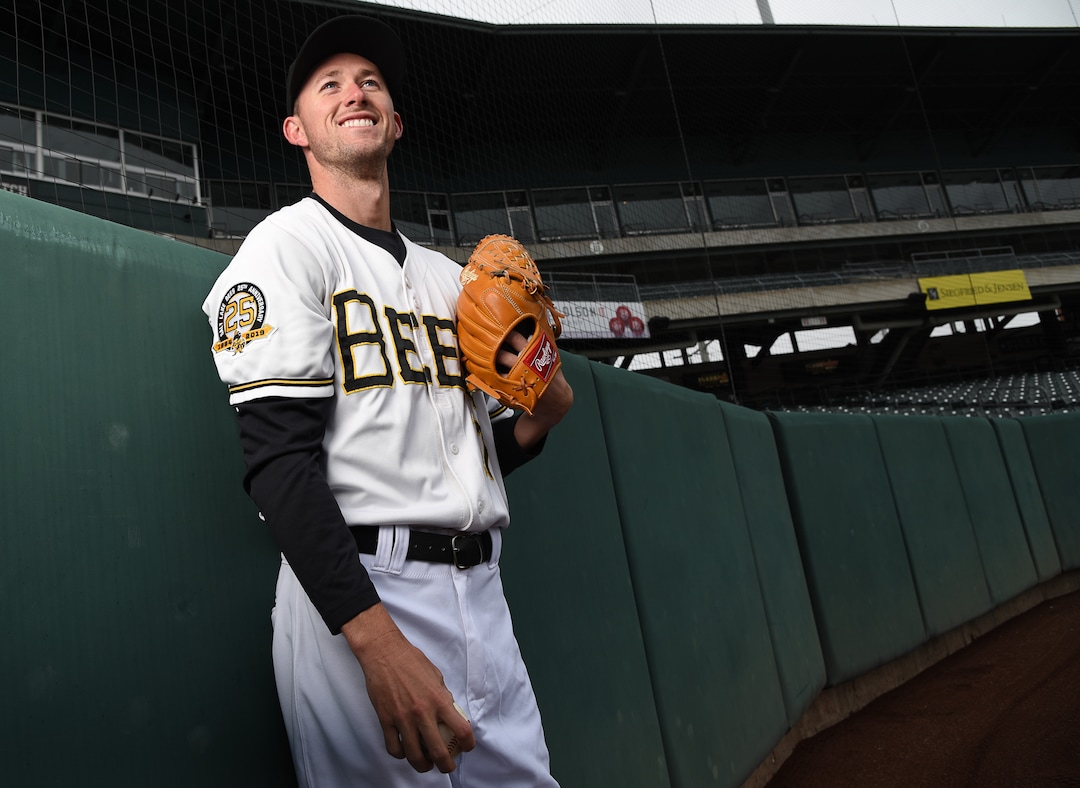 (Francisco Kjolseth  |  The Salt Lake Tribune)  Salt Lake Bees pitcher Griffin Canning starts a new season with the Salt Lake Bees, April 3, 2019. 