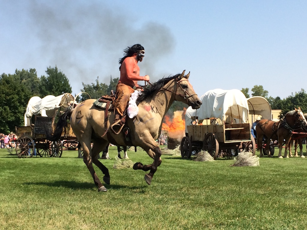 (Robert Gehrke | The Salt Lake Tribune) Participants in the annual Sham Battle that is part of the Wellsville Founders' Day celebration dress up as Shoshone Indians, settlers and members of the U.S. Army.