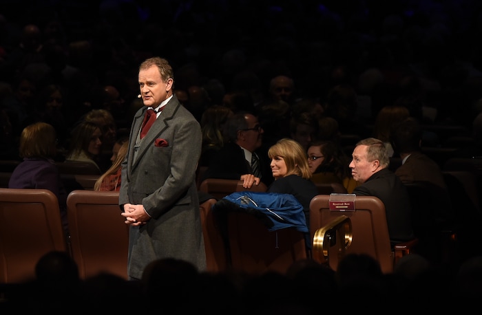(Francisco Kjolseth  |  The Salt Lake Tribune)  The Mormon Tabernacle Choir Christmas extravaganza kicks off with Broadway star Sutton Foster and "Downton Abbey's" Hugh Bonneville at the Conference Center on Thursday, Dec. 14, 2017.