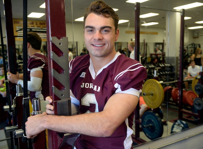 Al Hartmann  |  The Salt Lake TribuneJordan High School quarterback Austin Kafentzis, the Salt Lake Tribune's football player of the year.  He attributes much of his success and lack of injury on the field with strength conditioning in the weight room. 