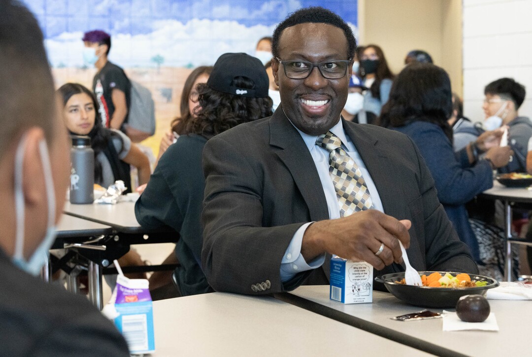 (Francisco Kjolseth | The Salt Lake Tribune) New Salt Lake City School District superintendent Timothy Gadson III, joined by Board members and district administrators tours East High School on the first day back for the fall session on Tuesday, Aug. 24, 2021.