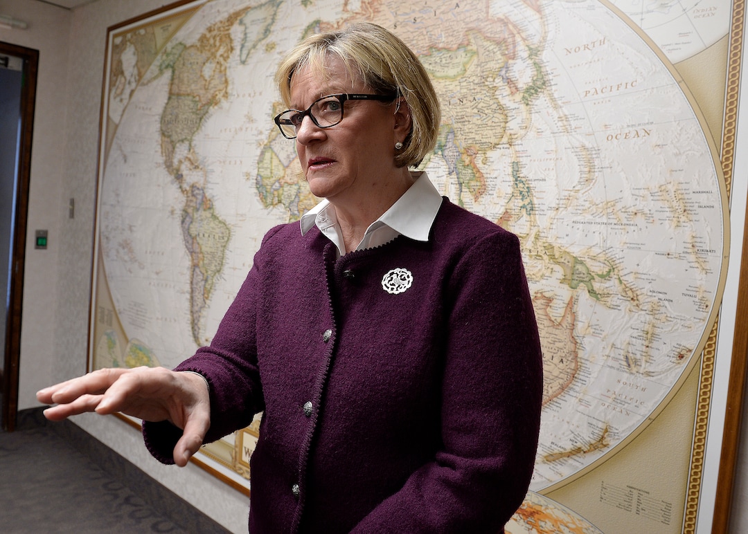 Scott Sommerdorf | The Salt Lake Tribune
Young Women President Bonnie L. Oscarson discusses the effort to have missionaries reach out via the use of social media and video technology to connect with and teach people who want to learn more about the church, Thursday, March 8, 2018.