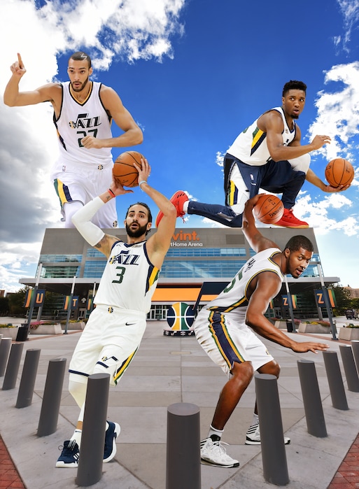Francisco Kjolseth | The Salt Lake Tribune (Photo illustration by Francisco Kjolseth)Jazz 2018 season. How far can they go. Rudy Gobert, Donovan Mitchell, Ricky Rubio and Derrick Favors. 