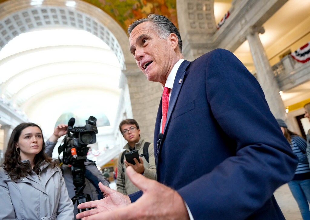(Francisco Kjolseth | The Salt Lake Tribune) Sen. Mitt Romney speaks with the media following a Memorial Day ceremony at the Utah Capitol on Monday, May 30, 2022. Romney, on Thursday, July 28, 2022, said he wants to create a new public health agency aimed at protecting the country from future public health disasters.
