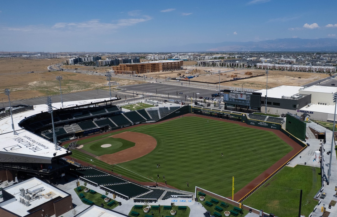 (Francisco Kjolseth | The Salt Lake Tribune) New development is pictured around The Ballpark at American First Square in South Jordan on Tuesday, July 21, 2026.