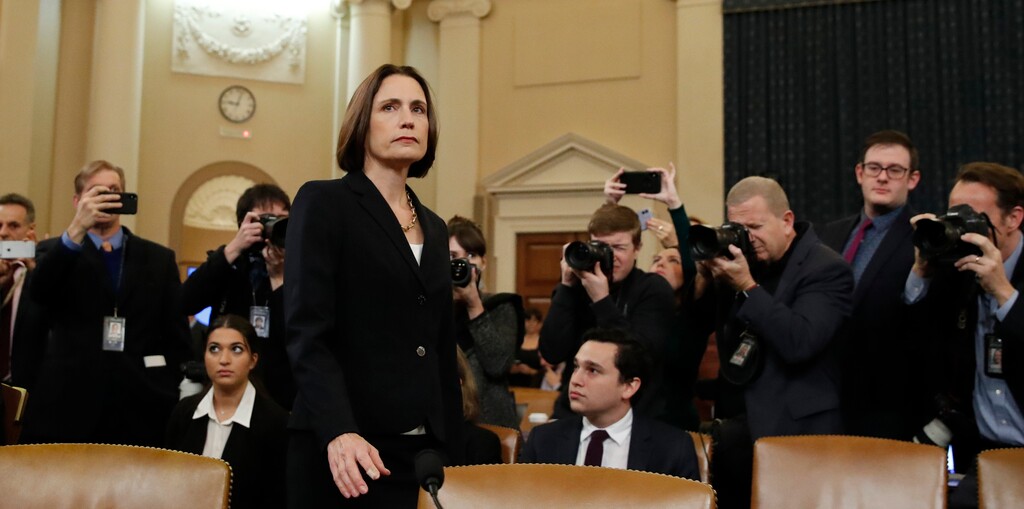 (Alex Brandon | AP) Former White House national security aide Fiona Hill arrives to testify before the House Intelligence Committee on Capitol Hill in Washington, Thursday, Nov. 21, 2019, during a public impeachment hearing of President Donald Trump's efforts to tie U.S. aid for Ukraine to investigations of his political opponents.