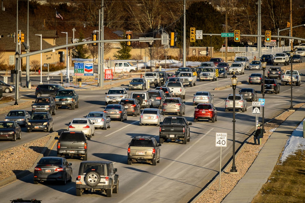 (Trent Nelson | Tribune file photo)  Rush hour traffic backed up on 12600 South near Bangerter Highway in Riverton on Feb. 22, 2019.