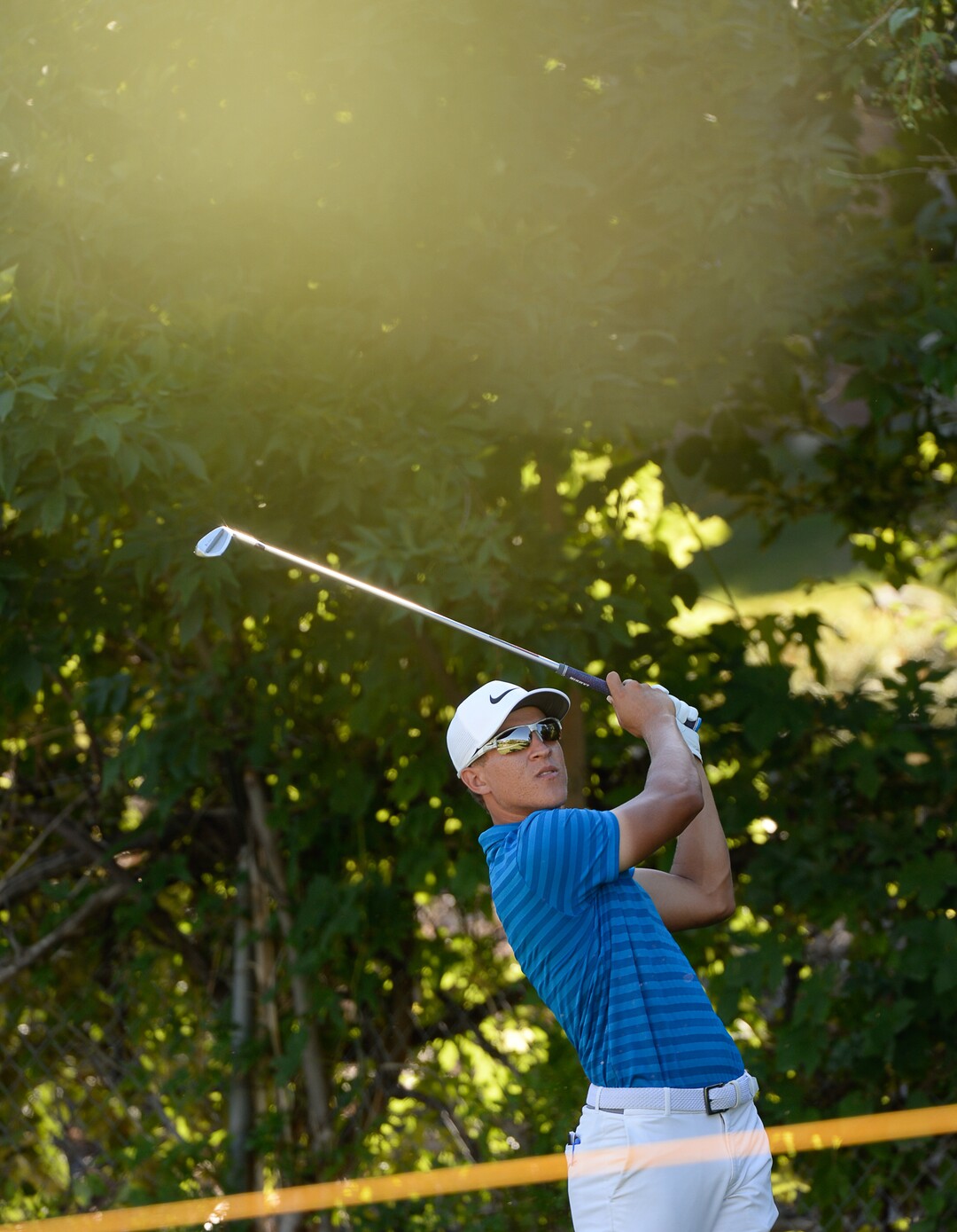 (Francisco Kjolseth  |  The Salt Lake Tribune)  Cameron Champ from Sacramento, CA, drives the ball during the Utah Championship golf event on the Web.com Tour at Oakridge Country Club in Farmington on Sunday, July 15, 2018, on his way to winning the championship. 