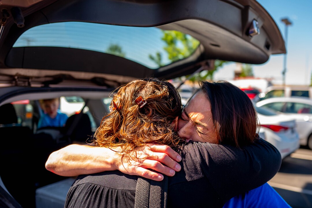 (Trent Nelson  |  The Salt Lake Tribune)  Jennifer Draney embraces Stephanie Arceneaux after making a delivery of donated insulin in Centerville on Friday Sept. 13, 2019.