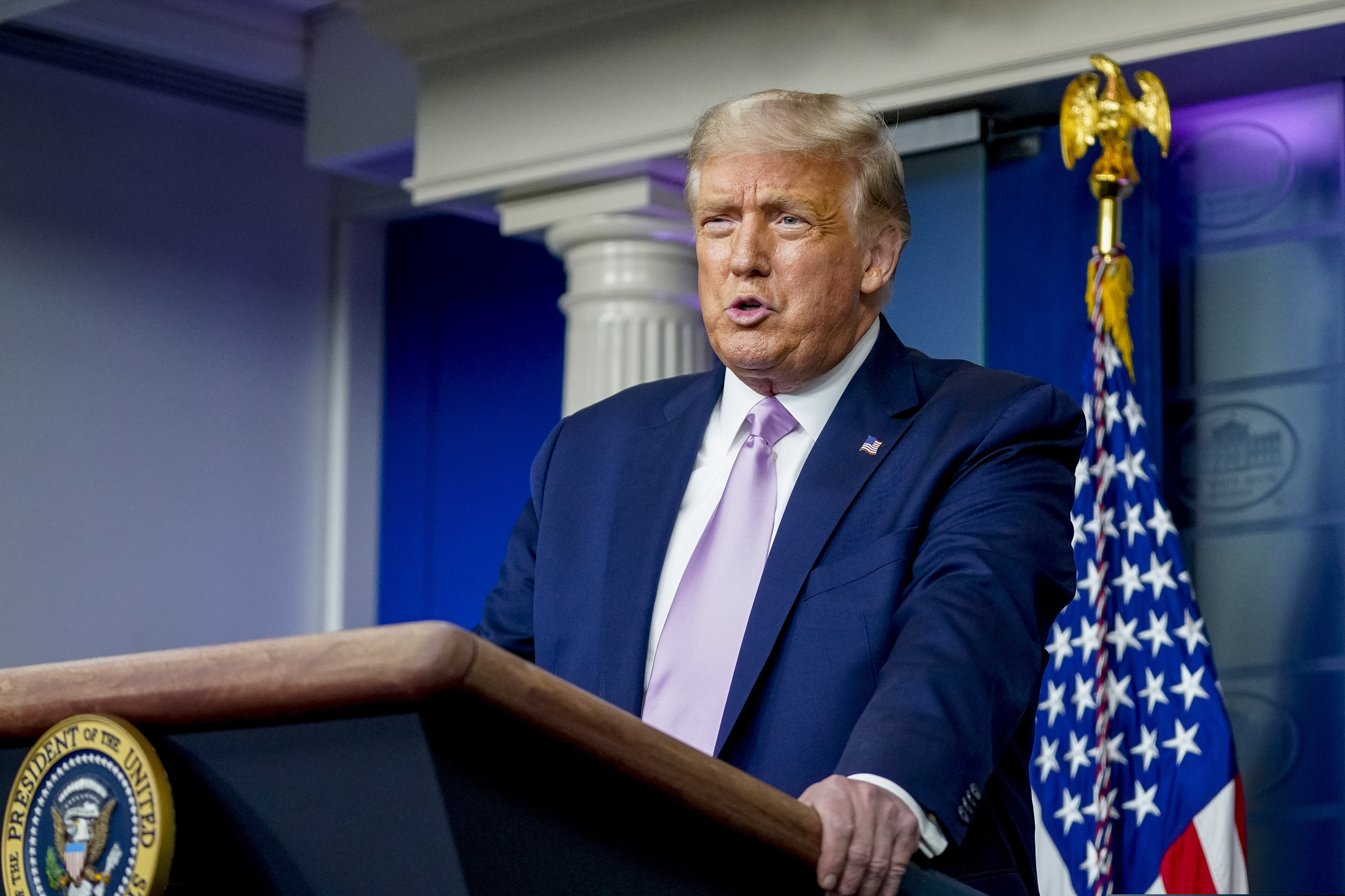 (Andrew Harnik | AP file photo) President Donald Trump speaks at a news conference at the White House on Aug. 11, 2020.
