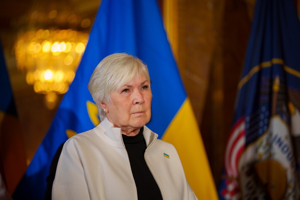 (Trent Nelson | Tribune file photo) Gail Miller at a March 3, 2022 event at the Utah Capitol supporting the people of Ukraine. The Larry H. & Gail Miller Family Foundation has donated $5 million to a special fund aimed at preserving affordable homes in Utah.