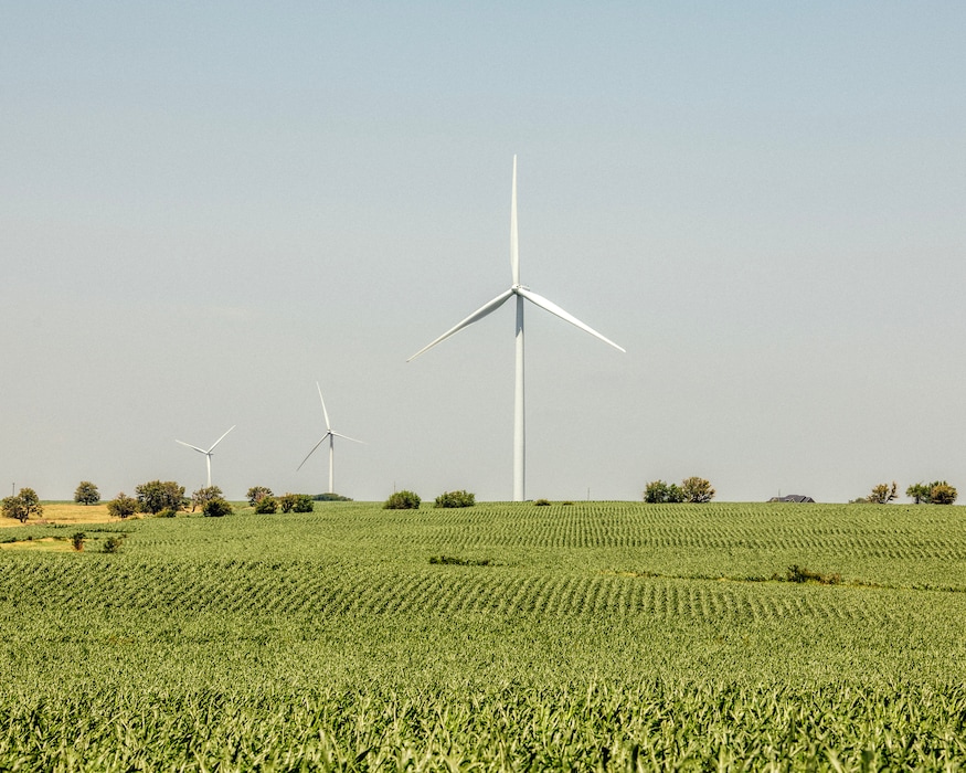 (George Etheredge | The New York Times) Wind turbines outside Wymore, Neb., on June 16, 2024.