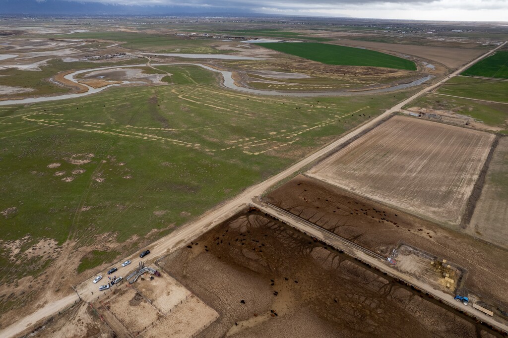 (Trent Nelson  |  The Salt Lake Tribune) Weber County property slated for an inland port on Friday, April 5, 2024.