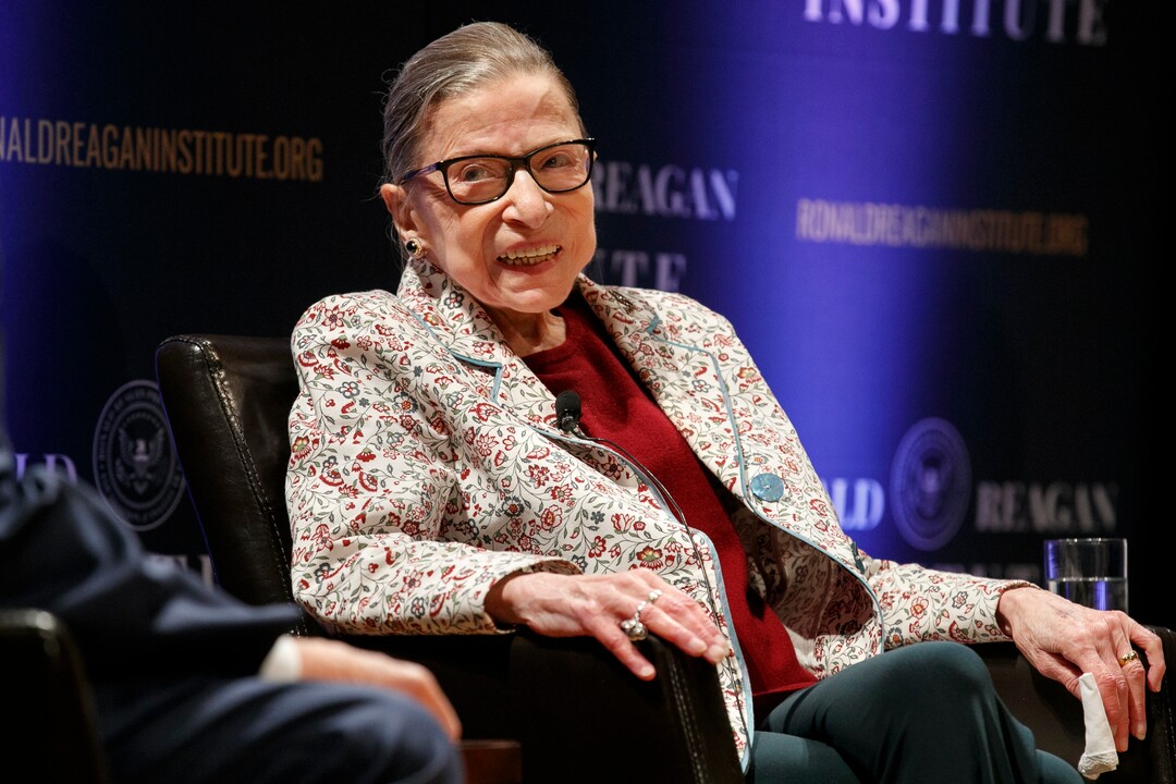 Supreme Court Justice Ruth Bader Ginsburg, smiles as she attends a panel discussion celebrating Sandra Day O'Connor, the first woman to be a Supreme Court Justice, Wednesday Sept. 25, 2019, at the Library of Congress in Washington. (AP Photo/Jacquelyn Martin)