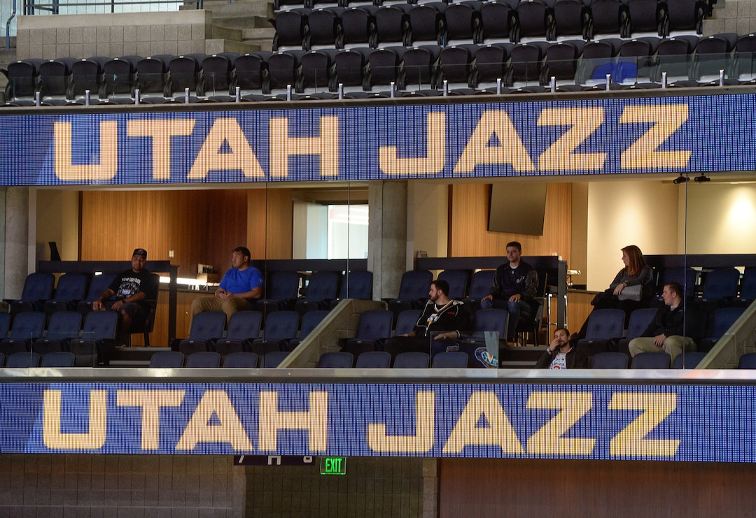 (Francisco Kjolseth  |  The Salt Lake Tribune)  The Jazz unveil renovations for the arena, starting with the J-Note statue and then offering self-guided tours of the venue on Tuesday, Sept. 26, 2017. The arena features new seats, new concourse areas, new anchor restaurants and open spaces for more social experiences at Jazz games and events.