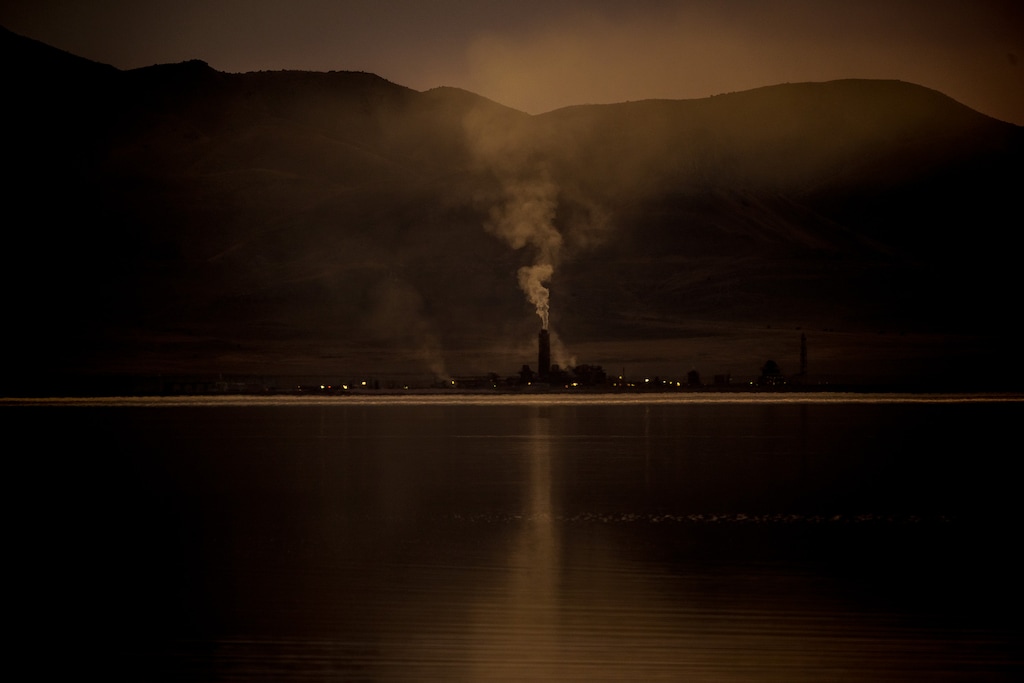 (Trent Nelson  |  The Salt Lake Tribune) US Magnesium, seen across the Great Salt Lake from Stansbury Island on Saturday, March 26, 2022.
